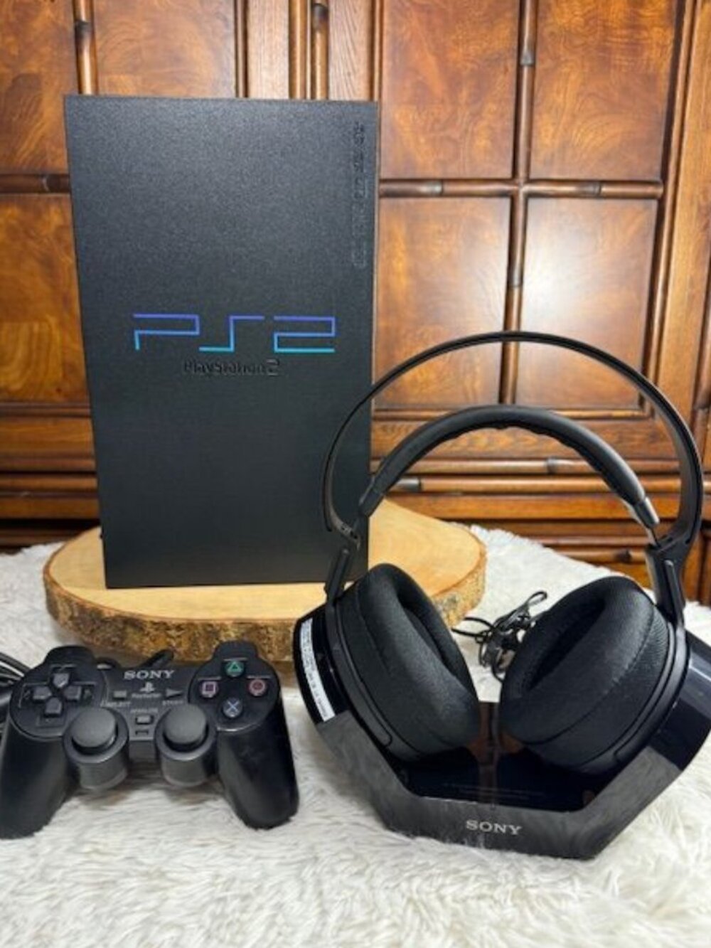 PS2 PlaySation 2 SCPH-50001/N + Controller + Sony Wireless Headphones & Charger